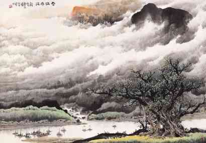 庞泰嵩 乙亥（1995）年作 云满春溢 镜心